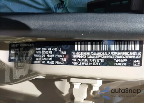 2015 Jeep Renegade Latitude from USA, damaged, VIN ZACCJBBTXFPB38788